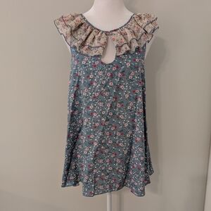 POL Womens Floral Tunic Top Small Cottagecore Boho‎ Country Peasant Lightweight
